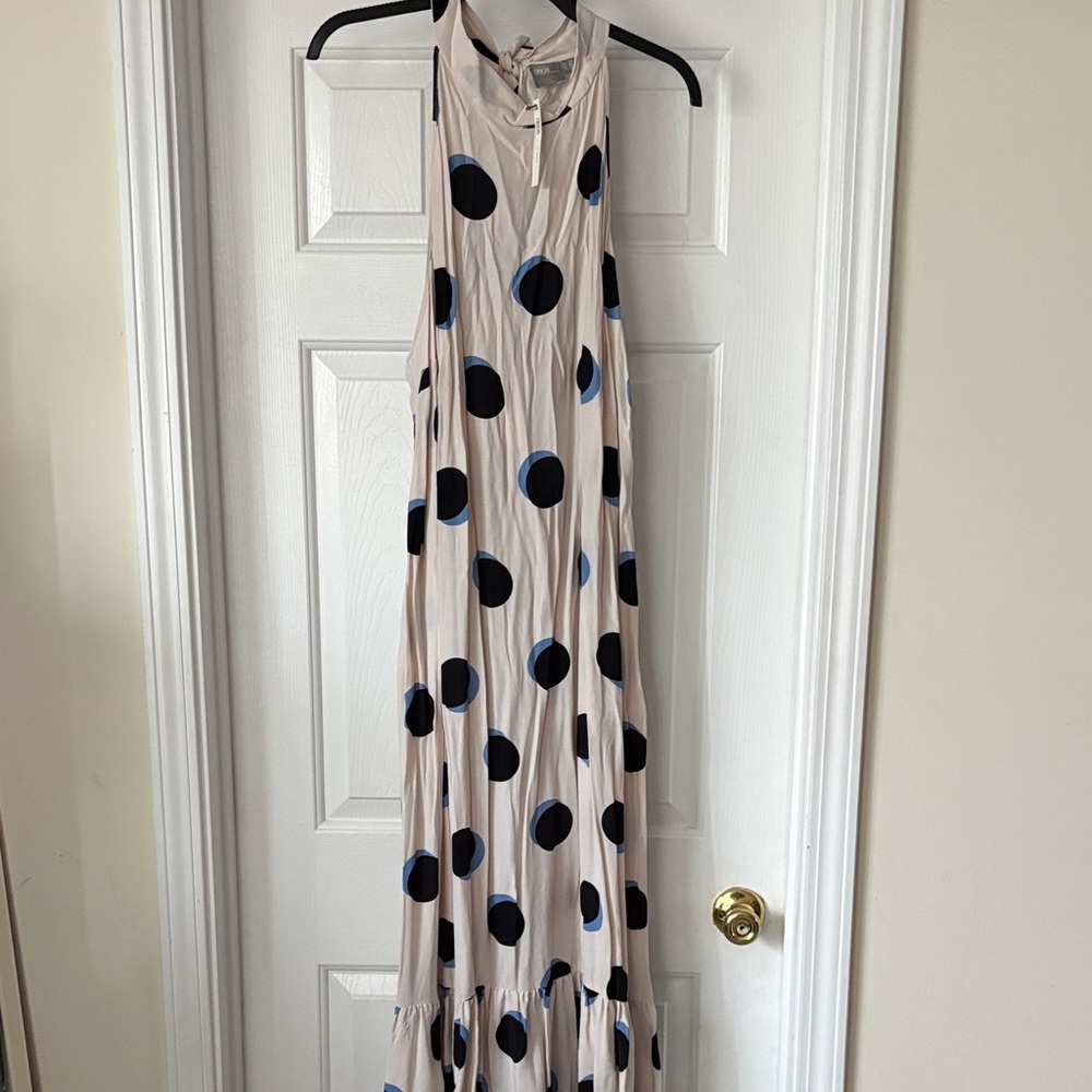 ASOS Beige and Navy Polka Dot Maxi Dress